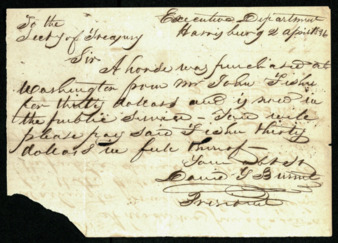 Letter from David Gouverneur Burnet to the Secretary of the Treasury regarding payment for a horse