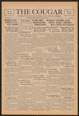 The Cougar, Vol. 1, No. 24, April 12, 1935
