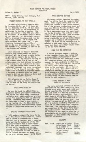Texas Women's Political Caucus Newsletter, Vol. 2, No. 2, March 1974