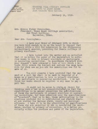 Letter to Mrs. Minnie Fisher Cunningham