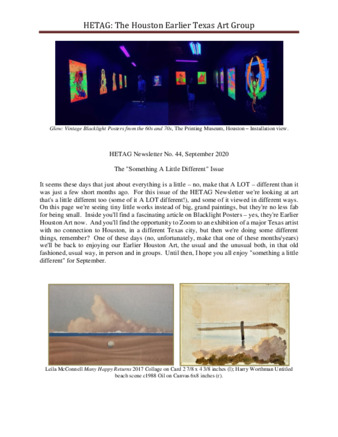 HETAG: The Houston Earlier Texas Art Group Newsletter, No. 44, September 2020
