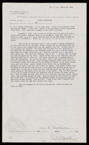 Sworn statement by patrolman Rudolf Carstanjen