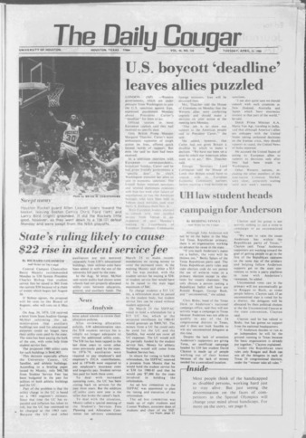 The Daily Cougar. Vol. 46, No. [126], April 15, 1980.