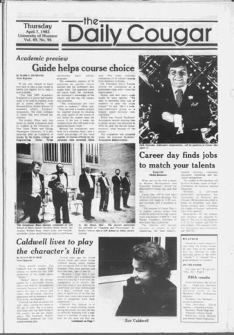 The Daily Cougar. Vol. 49, No. 96, April 7, 1983.
