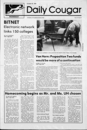 The Daily Cougar. Vol. 51, No. 33, October 24, 1984.