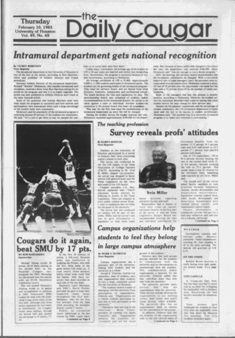 The Daily Cougar. Vol. 49, No. 69, February 10, 1983.
