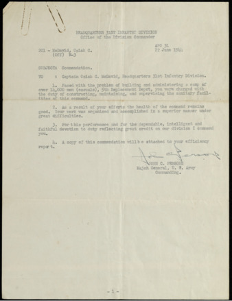 Letter from John C. Persons to Capt. O. C. McDavid, 1944 June 22