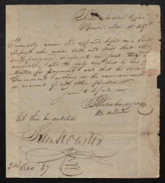 Endorsement signature of Sam Houston