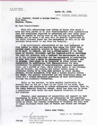 Letter from J. S. Cullinan to S. A. Starkey, 1933 March 18