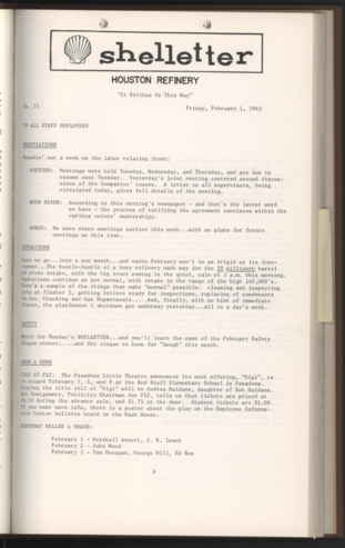 Shelletter, No. 75, February 1, 1963