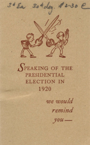 Speaking of the Presidential Election in 1920