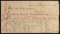 Receipt from Fire and Police Telegraph Company,  1895 February 18