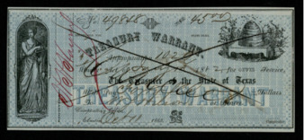 Treasury Warrant for $45 to W. J. Wilson