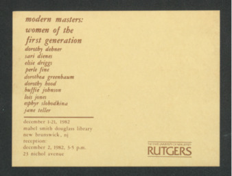 Modern Masters: Women of the First Generation