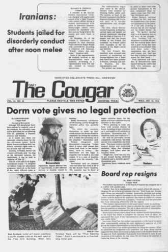 The Daily Cougar. Vol. [43], No. 42, November 10, 1976.