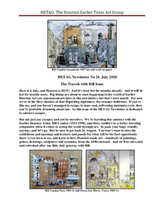 HETAG: The Houston Earlier Texas Art Group Newsletter, No. 24, July 2018