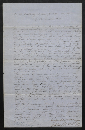 Letter from Sam Houston to James K. Polk regarding an army position for Henry C. Porter in the Mexican War