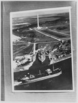 Aerial view of San Jacinto Battlefield Monument and USS Texas (BB-35)