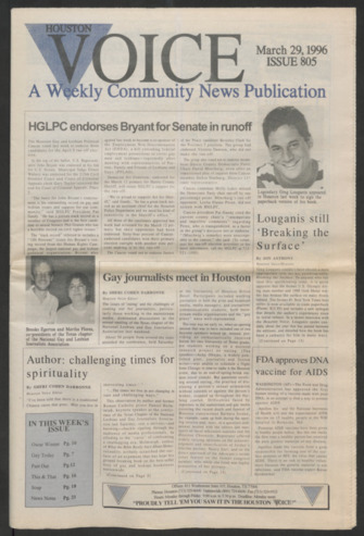 Houston Voice, No. 805, March 29, 1996