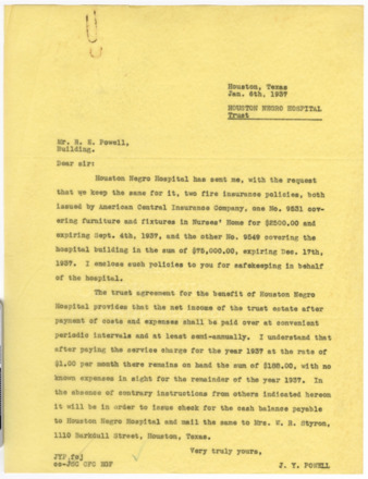 Letter from J. Y. Powell to R. E. Powell, 1937 January 6