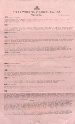 Texas Women's Political Caucus Newsletter, Vol. 3, No. 6, March 1975