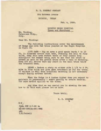 Letter from R. H. Bushway to Mr. Wooding, 1928 February 4