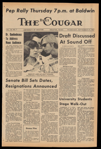 The Daily Cougar. Vol. 34, No. 7, September 27, 1967.
