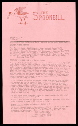 The Spoonbill, Vol. 22, No. 11, March 1974