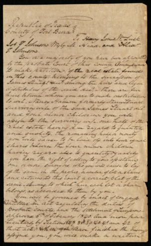 Court order for the partition of lands belonging to the estate of James Stewart