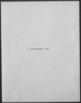 Mary Myart Malott Correspondence, 1969