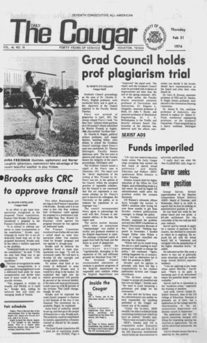 The Daily Cougar. Vol. 40, No. 78, February 21, 1974.