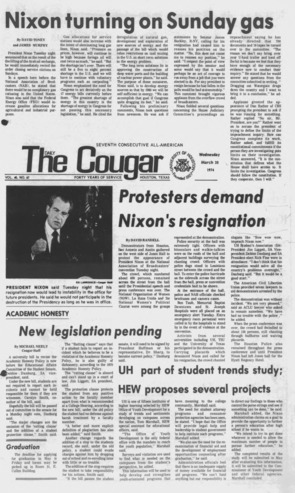 The Daily Cougar. Vol. 40, No. 67, March 20, 1974.