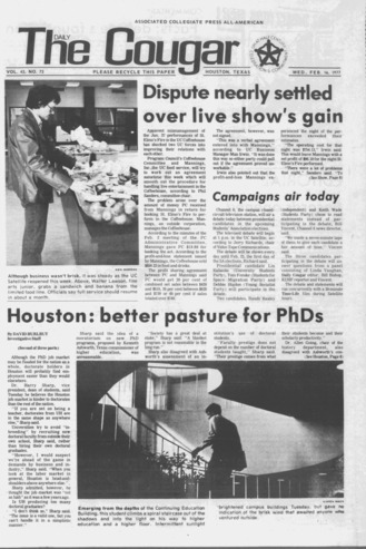 The Daily Cougar. Vol. [43], No. 72, February 16, 1977.