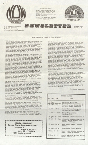 University of Houston NOW Newsletter, Vol. 1, No. 6, November 1981