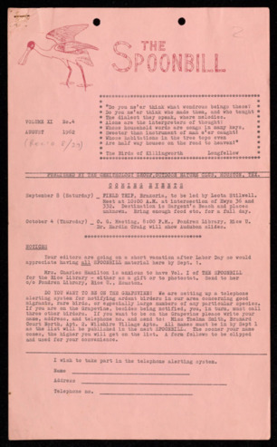 The Spoonbill, Vol. 11, No. 4, August 1962