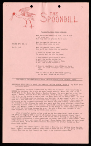 The Spoonbill, Vol. 16, No. 12, April 1968