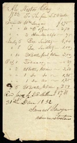 Bill from Lewis S. Veeder to Nestor Clay