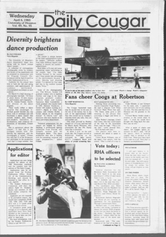 The Daily Cougar. Vol. 49, No. 95, April 6, 1983.