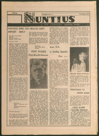 The Nuntius & Our Community, Vol. 4, No. 10, October 1973