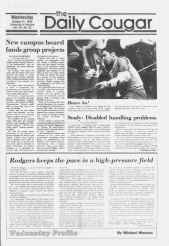 The Daily Cougar. Vol. 49, No. 33, October 27, 1982.