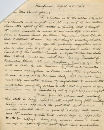Letter from Edna Annette Beveridge to Minnie Fisher  Cunningham