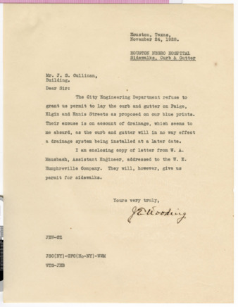 Letter from J. E. Wooding to J. S. Cullinan, 1928 November 24