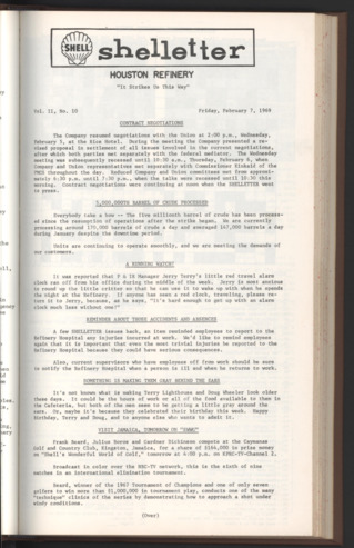 Shelletter, Vol. 2, No. 10, February 7, 1969