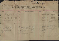 Statement of taxes due to the city of Houston from Mrs. Mary Jones
