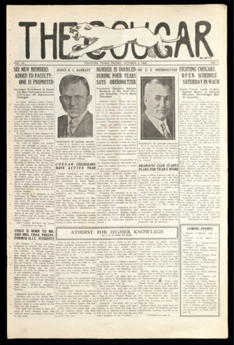 The Cougar, Vol. 4, No. 1, October 3, 1930