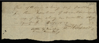 Receipt for William Barrett Travis