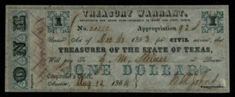 Treasury Warrant for $1 to Steiner for civil service