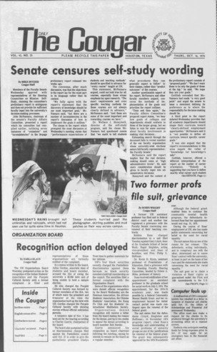 The Daily Cougar. Vol. 42, No. 25, October 16, 1975.