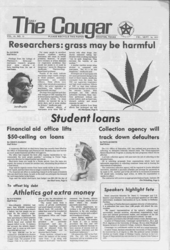 The Daily Cougar. Vol. 44, No. 13, September 16, 1977.