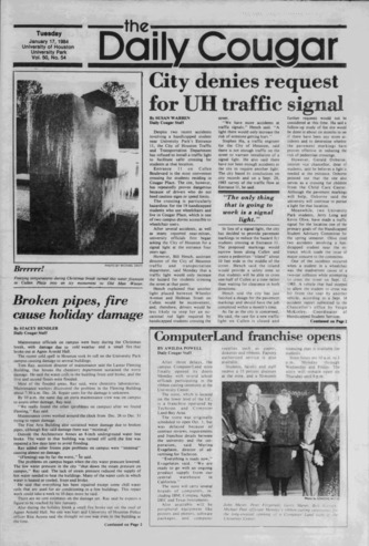 The Daily Cougar. Vol. 50, No. 54, January 17, 1984.